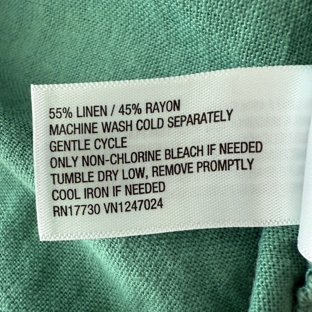 Green V-Neck Tiered Dress Cotton/Rayon Blend - Picture 9 of 9